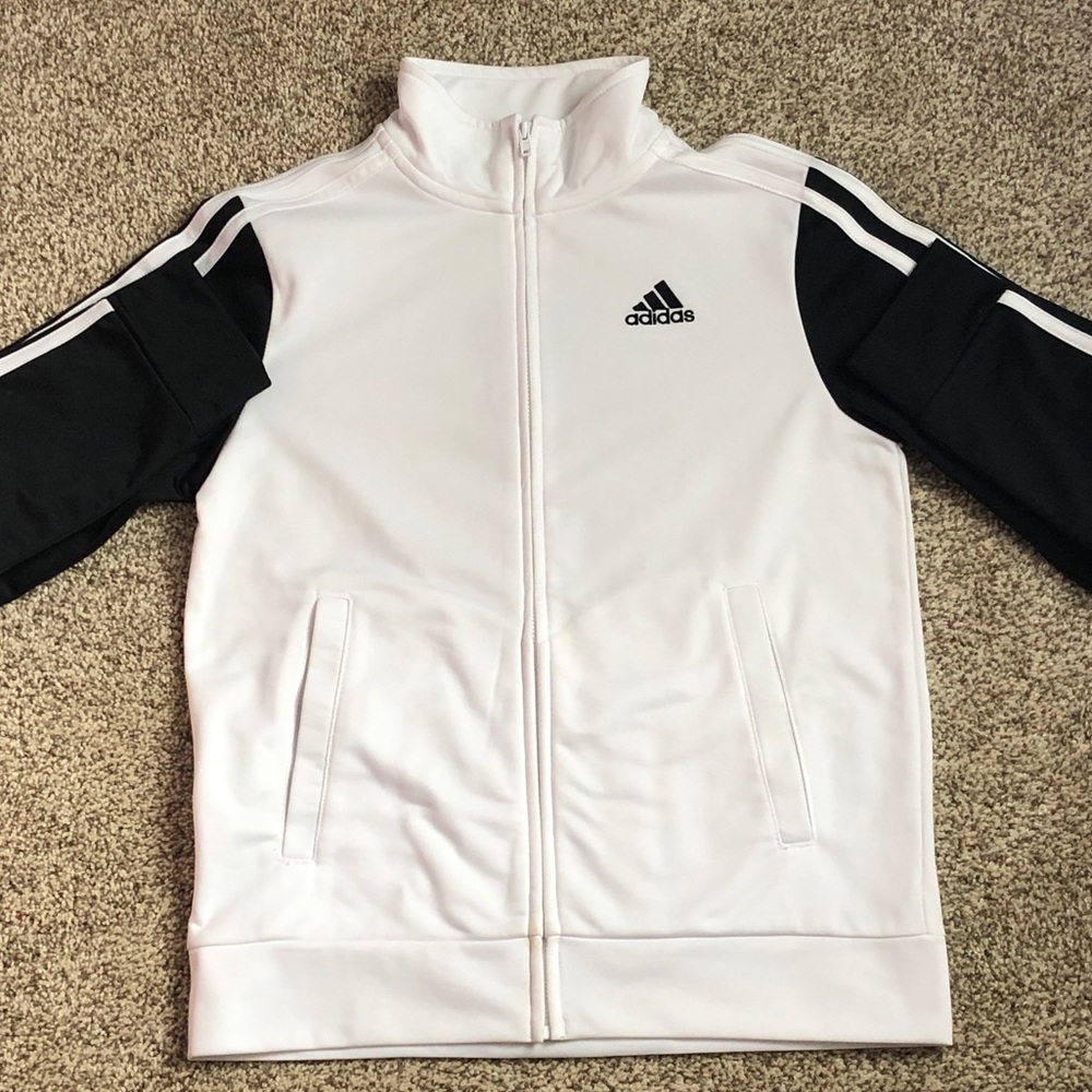 white and black adidas jacket